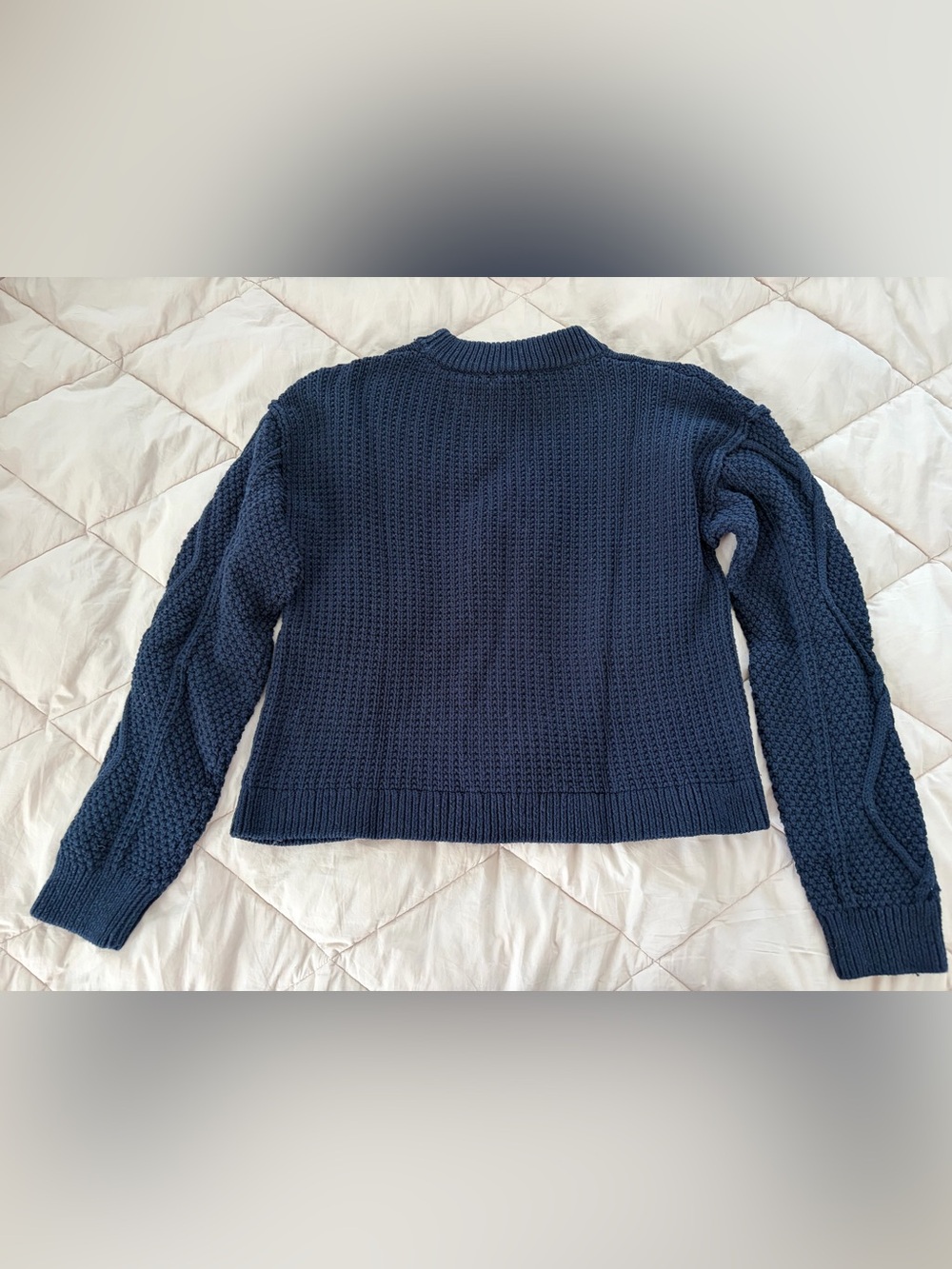 Quince Cotton Cropped Cable Crew Sweater - Picture 4 of 4
